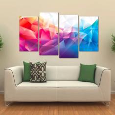 Imagem de Quadro Abstrato Sala Escritório Colorido Em Tecido 4 Peças 1