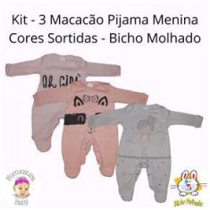 Imagem de Kit 3 Macacão Pijama Sortidos Menina - Bicho Molhado