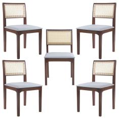 Imagem de Kit 5 Cadeiras Sala De Jantar Nivea Amêndoa Gran Belo