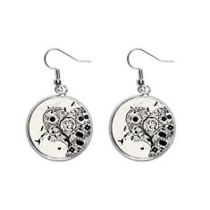 Imagem de Flower Plants Brinco feminino preto e branco com silhueta de grão de arte em formato de flor