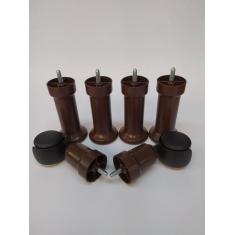 Imagem de Kit 01 - 4x2 de pés fixos e rodízios para cama box colchão solteiro co