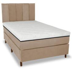 Imagem de Cama Box e Colchão Magnético com Cabeceira - Therapy Life Slim, Bege, 