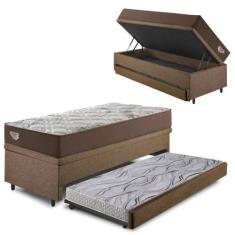 Imagem de Bicama Box Baú com Linho Marrom 120x203 com Colchão Relax Adorabile Mo