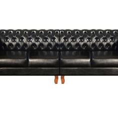 Imagem de Sofá Dom Pedro Chesterfield Modulado 4 Lugares 2 Poltronas Decoração Sara Recepção Preto