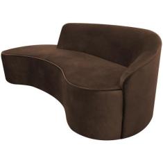 Imagem de Sofá Curvo 03 Lugares 180cm Eron Braço Esquerdo Veludo Marrom - Nexta