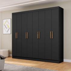 Imagem de Guarda-Roupa Casal Liberdade 8 Portas 4 Gavetas Preto - Pnr Móveis