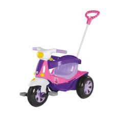 Imagem de Triciclo Infantil Velomoto Rosa com Pedal e Empurrador Calesita - 1041