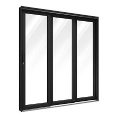 Imagem de Porta de Aço de Correr Lateral 3 Folhas 213x150cm Facilitá Lucasa Preto