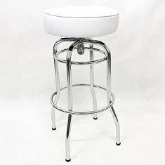Imagem de Banqueta Bar Alta Giratória Cromada Assento Branco - Poltronas do Sul