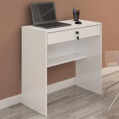 Imagem de Mesa Escrivaninha Yasmin 1 Gaveta Com Chave Branco - Pnr Móveis