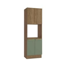 Imagem de Módulo Cozinha Kappesberg Botanic Paneleiro Botanic M630 Torre Quente 1 Forno 4 Portas 70cm Nogueira/Verde Oliva - Kappesberg