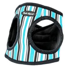 Imagem de Bark Appeal Peitoral para cães com listras azuis para animais de estimação pequenos-médios – colete de malha sólida macia para cães e filhotes – antiestrangulamento com alça ajustável e clipe