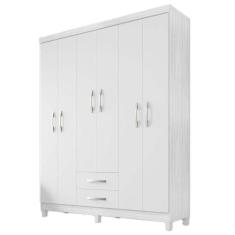 Imagem de Guarda Roupa Munique 6 Portas Com 2 Gavetas Cor Carvalho E Branco - Incorplac