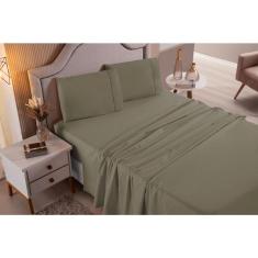 Imagem de Jogo de Cama Lençol Casal Padrão 4 Peças Cappuccino Liso 100% Algodão
