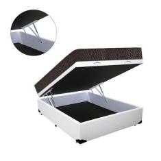 Imagem de Cama Box Baú Casal Colchão Top Line Mola Bonnel + Box Sintético Branco Santo Box 65X138x188