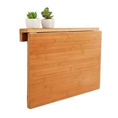 Imagem de Mesa plegable de madera montada en la pared para computadora de escritorio de estudio, mesa de comedor, mesa de ocio de oficina, carga máxima 55 kg (60 × 40 cm / 24 × 16 pulgadas)