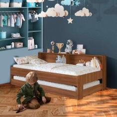 Imagem de Bicama Infantil Solteiro Com Nichos Nogal Sunset Shop Jm
