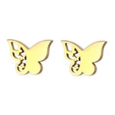 Imagem de Brinco Infantil Dourado Aço Cirúrgico Borboleta Folheado - Decastro