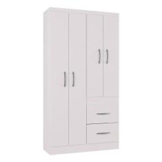 Imagem de Guarda Roupa Solteiro Milão 4 Portas Branco Brilho - Poquema