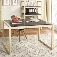 Imagem de Mesa para Escritório e Estante em Madeira Maciça Guará Cabecasa Preto/Marroml Preto/Marroml