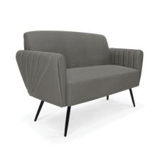 Imagem de Sofá Namoradeira Pés Palito de Ferro Bruna Suede Grafite - D'Rossi