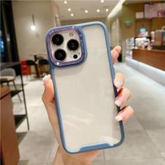 Imagem de Capa de telefone transparente com moldura de silicone Candy Color para iPhone 13 12 11 Pro Max XR 15 14 Plus XS Max Capa dura de proteção de câmera de metal, T5, para iPhone 14Pro Max