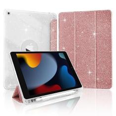 Imagem de TopPerfekt Capa para iPad 9ª geração/iPad 8ª geração/iPad 7ª geração de 10,2 polegadas (2021/2020/2019), capa fólio transparente brilhante com suporte para lápis, hibernar/despertar automático -