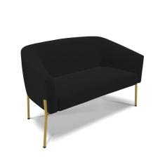 Imagem de Sofá Namoradeira 2 Lugares Pé De Ferro Dourado Stella Linho D03 - D`rossi Cor A79 Preto