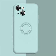 Imagem de Capa de telefone de silicone líquido macio para iPhone 11 12 13 Pro Max 13Mini XS Max X XR 7 8 Plus SE 2020 Anel de suporte Capa à prova de choque, ciano claro, para iPhone XS Max