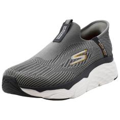 Imagem de Skechers Tênis de corrida masculino com amortecimento máximo sem cadarço e espuma viscoelástica, Cinza claro, 41
