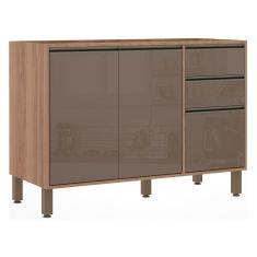 Imagem de Balcão Para Pia Sem Tampo 120 Cm De Abrir 3 Gavetas Mel Vanill e Gra