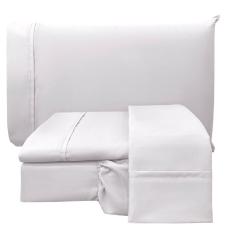 Imagem de Jogo De Cama Lençol Queen Conforto Percal 300 Fios 4 Peças - Branco