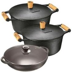 Imagem de Jogo 3 Pçs De Ferro 2 Caçarola 1 Parmegiana Panela Mineira