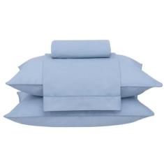 Imagem de Jogo de Cama King Percal 180 Fios Buddemeyer Basic Percalle 100% Algodão Penteado Azul 4 peças