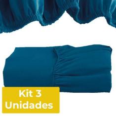 Imagem de Lençol Casal Com Elástico Kit 3 Unidades Percal Cama Box Coloridos  -