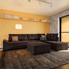Imagem de Sofá de Canto 5 Lugares com Chaise Esquerdo Corupá Suede Café - Mobly
