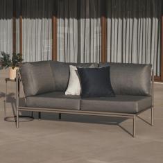 Imagem de Sofá Chaise 2 Lugares Esquerda Refúgio Cabecasa Madeiramadeira Champanhe/Cinza Mesclado