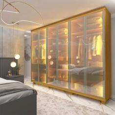 Imagem de Guarda-roupa Casal 6 Portas com 6 Portas Reflecta com Pés com Led Imperatriz Naturale