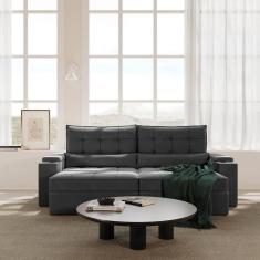 Imagem de Sofá Retrátil Reclinável com Porta Copos e Usb 4 Lugares 260cm Embaúba Extra Cabecasa Madeiramadeira Cinza Diamante