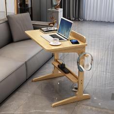 Imagem de Mesa vertical branca pequena de madeira maciça para casa moderna de meados do século, mesa ergonômica para escritório doméstico, sofá de espaço pequeno, sala de estar para trabalho/mesa de c