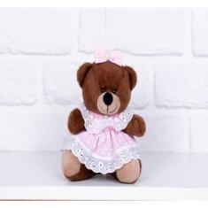 Imagem de URSO TEDDE 12 cm VESTIDO BABY - PELUCIA MARROM - CKD CONFECÇÕES, Poá r