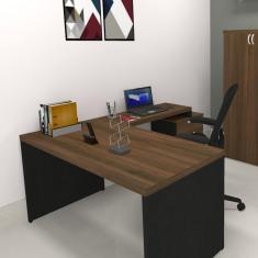 Imagem de Mesa Reta Natus 40mm 100 cm 60 cm Bramov Móveis Preto/Ameixa Negra