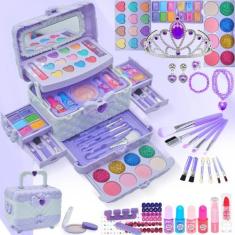 Imagem de Kit de maquiagem Aimiffy Kids para meninas de 3 a 12 anos com 52 itens