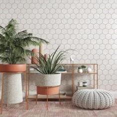 Imagem de Papel De Parede Geométrico Autocolante Hexágonos Colméia Mármore