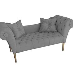 Imagem de Namoradeira Recamier Sofá Decorativo 02 Lugares Dubai Suede Cinza - DL Decor