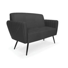 Imagem de Sofá Namoradeira Pés Palito de Ferro Bruna Corino Preto - D'Rossi