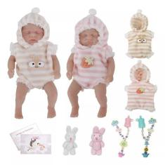 Imagem de Boneca Gêmeos Menina E Menino Bebê Reborn Silicone Sólido Suave Brasto
