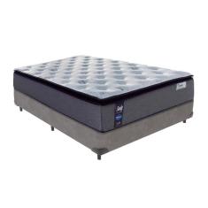 Imagem de Cama Box Casal Bege E Colchão Sealy Starck D28 Pillow Top Cor:cinza