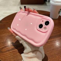 Imagem de Capa de telefone oval de cor doce fofa coreana para iPhone 15 14 13 12 11 Pro Max XS X XR 7 8 Plus SE 3 Capa de amortecedor de almofada de ar brilhante, rosa, para iPhone 12 Pro