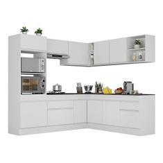 Imagem de Armário de Cozinha Completa de Canto com Rodapé Veneza Multimóveis V2080 Branco